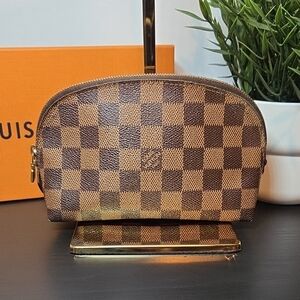 LOUIS VUITTON Brown Damier Ebene Zip Cosmetic Pouch